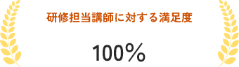 研修担当講師に対する満足度 100%
