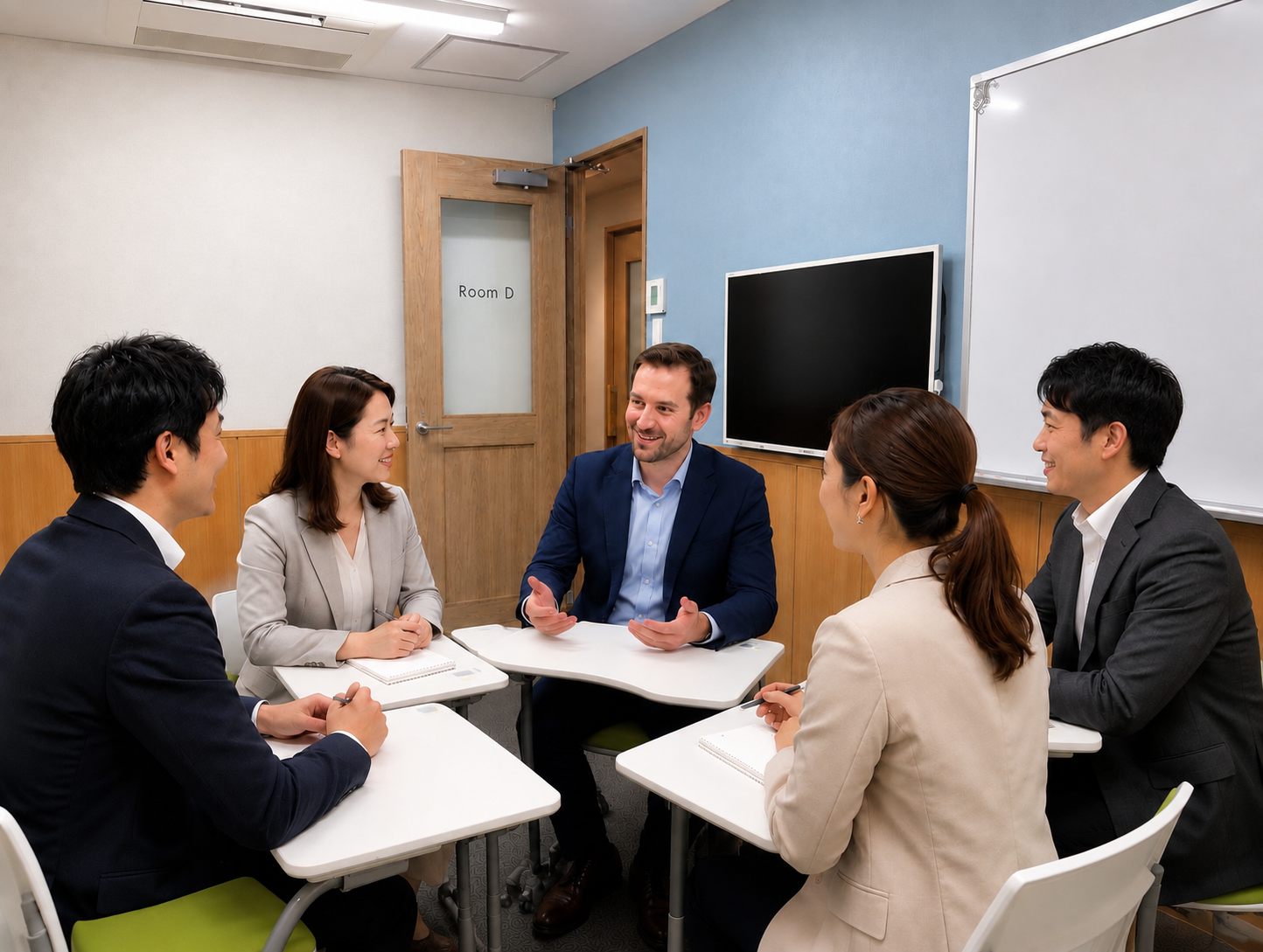 イーオン銀座校は、会議・交渉・プレゼンなど、ビジネスシーンに特化したカリキュラムをご用意しています。